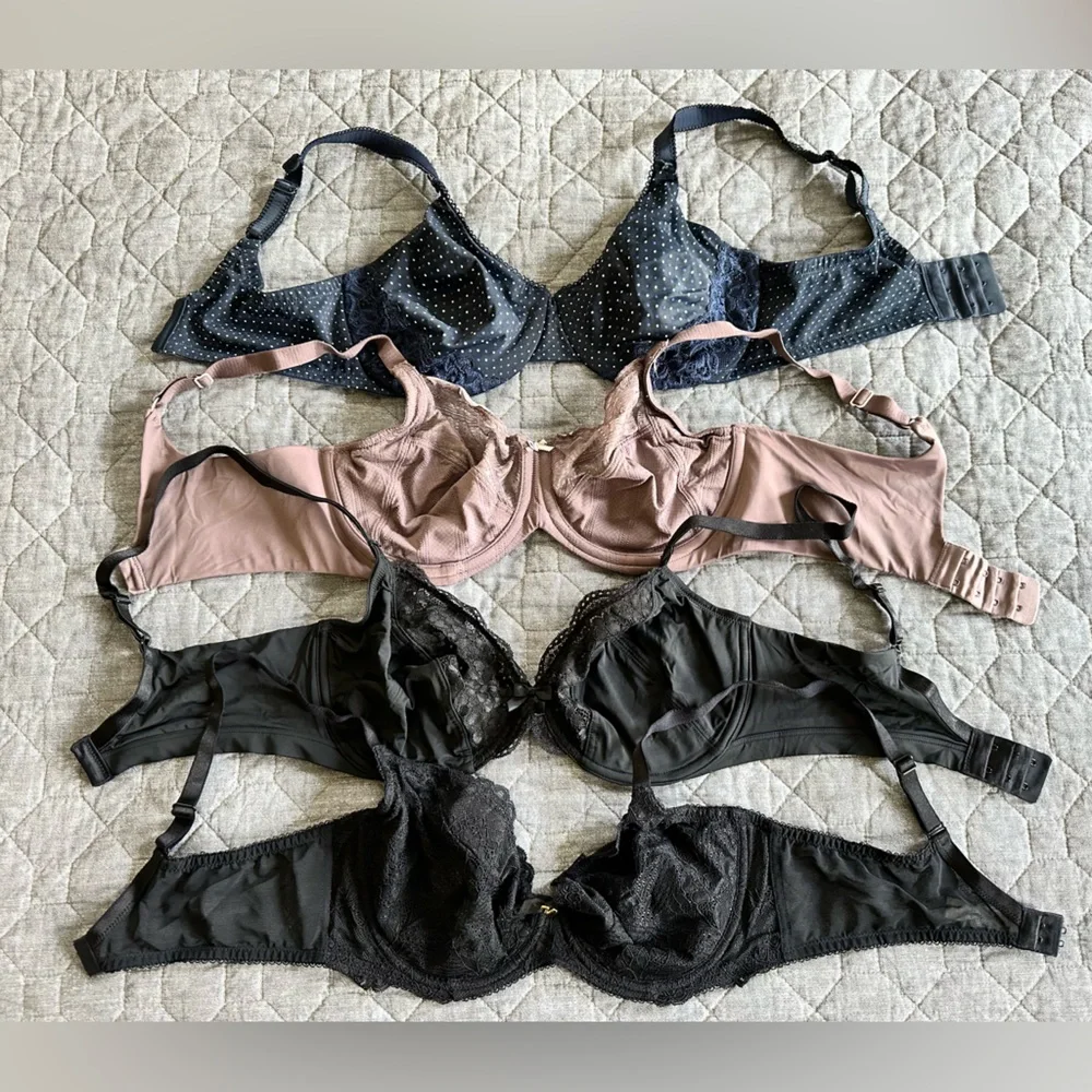 Set of 4 full coverage unlined bras, Olga, Lilyette, & Goddard - 36D - EUC